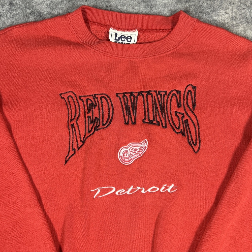 Vintage Detroit Red Wings Lee Sports Large Red Sweatshirt Crewneck Embroidered - Picture 2 of 8